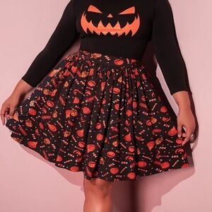 Vixen by Micheline Pitt Trick r Treat candy corn skater skirt - small